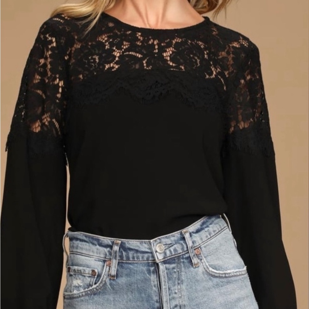Lulu's Black Lace‎ Detail Blouse
